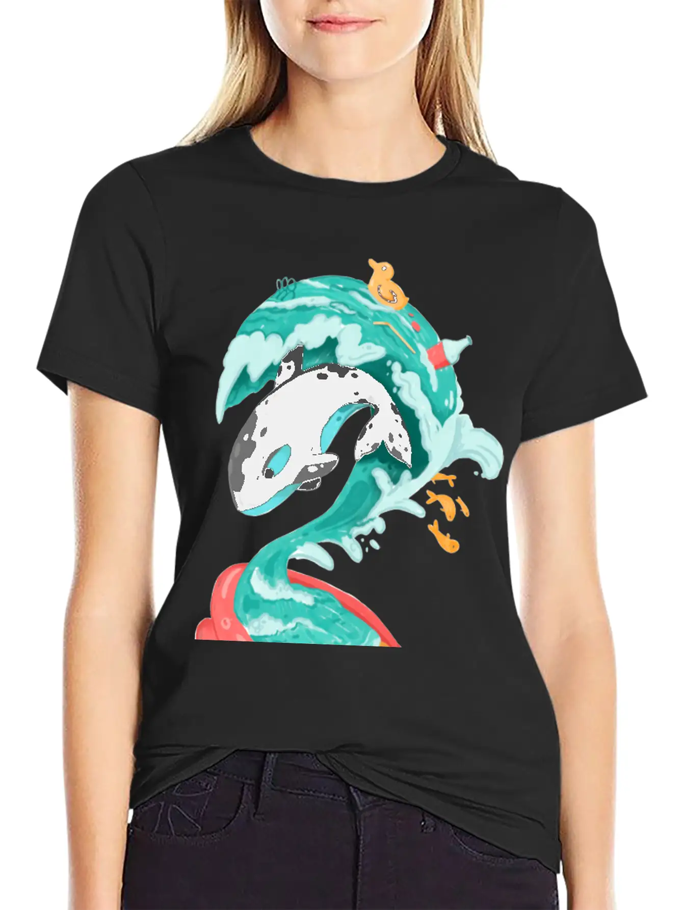 Killer Whale In A Kiddie Pool Tsunami Classic Cotton Tee – Unisex Comfort For Any Season