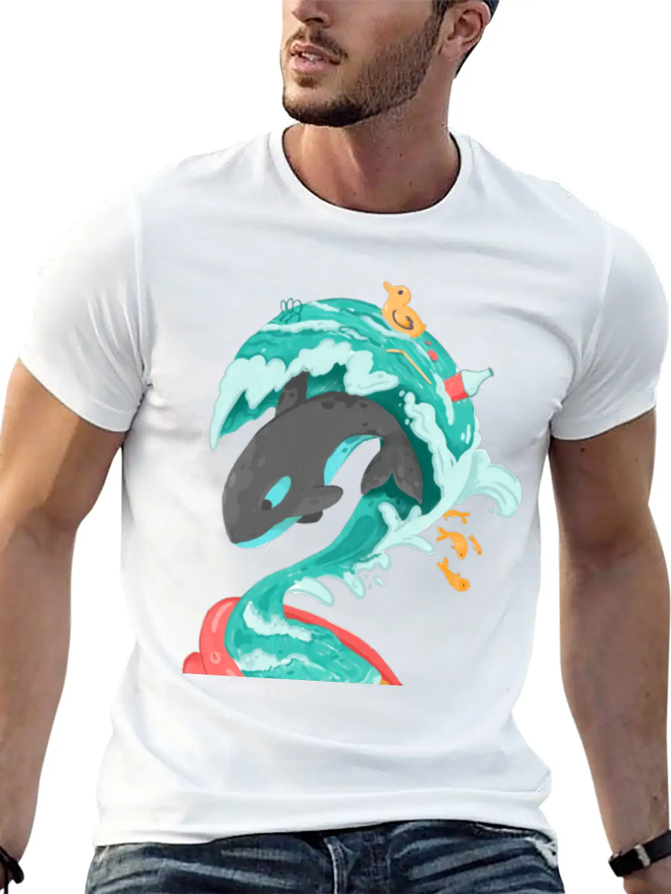 Killer Whale In A Kiddie Pool Tsunami Classic Cotton Tee – Unisex Comfort For Any Season