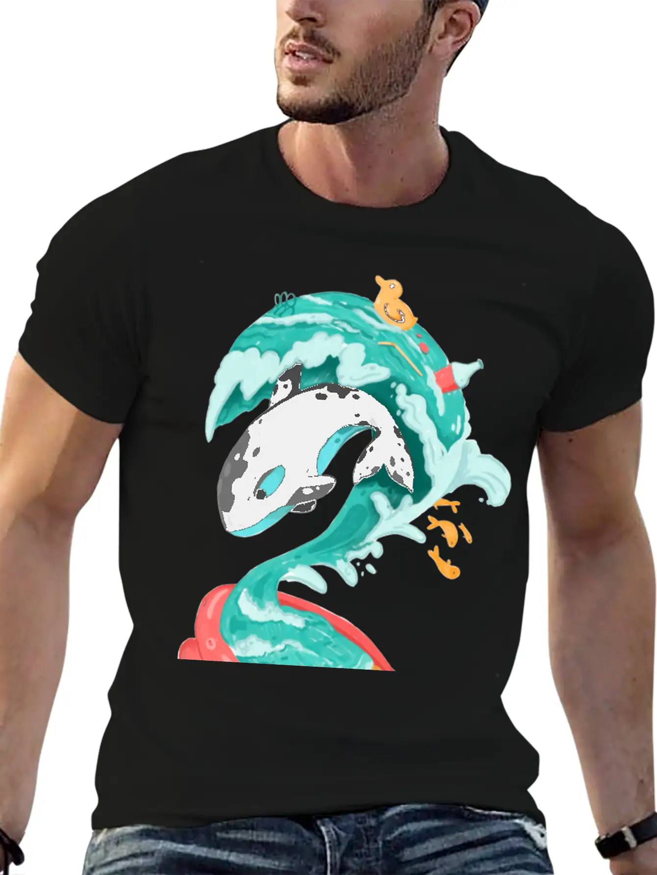 Killer Whale In A Kiddie Pool Tsunami Classic Cotton Tee – Unisex Comfort For Any Season