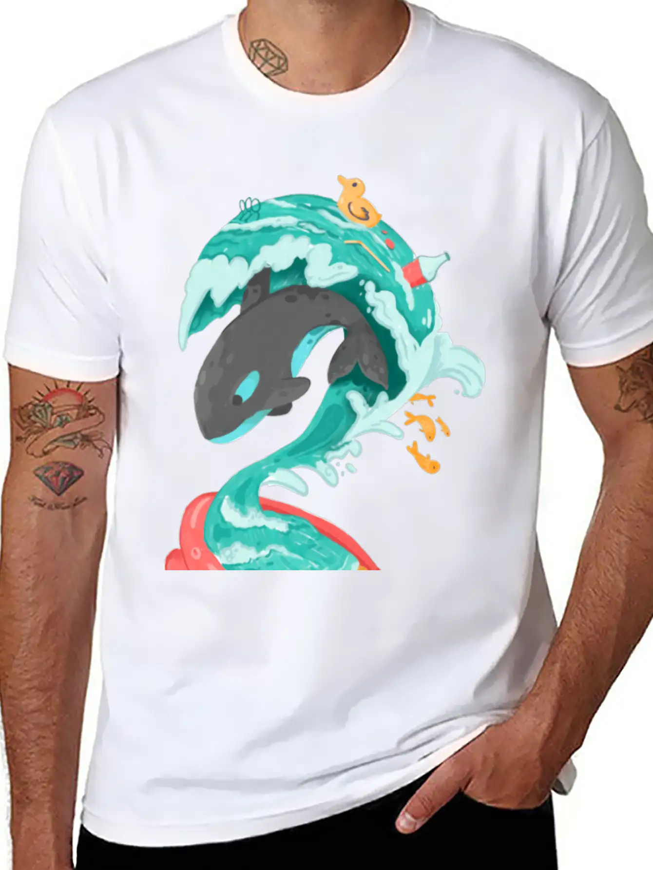 Killer Whale In A Kiddie Pool Tsunami Classic Cotton Tee – Unisex Comfort For Any Season
