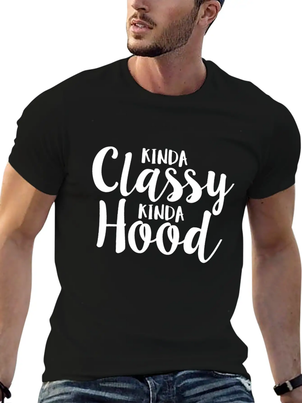 Kinda Classy Kinda Hood Coworker Sarcastic Breathable Graphic T-Shirt – Perfect For Casual Days