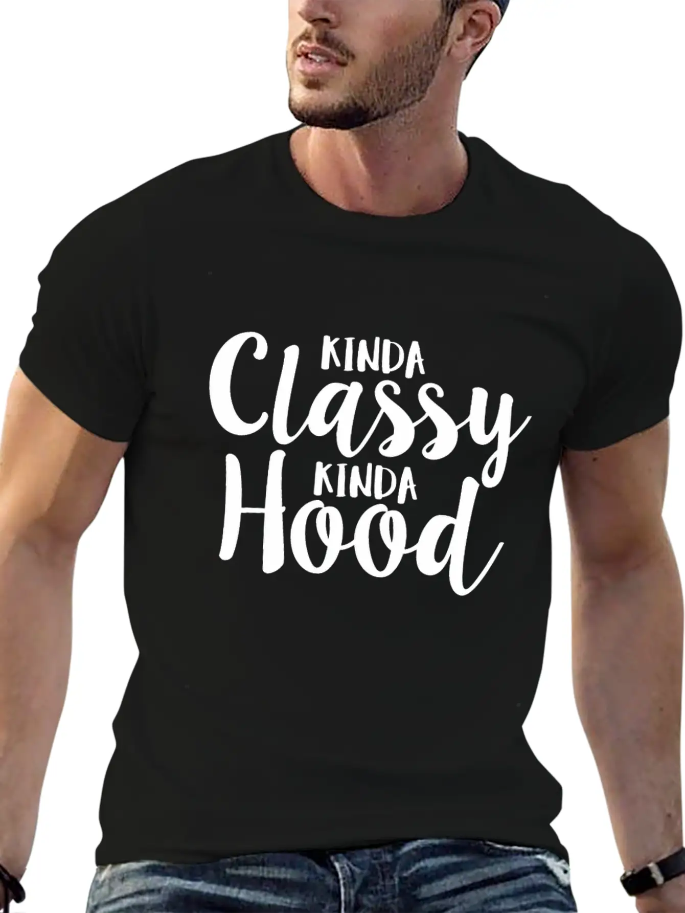 Kinda Classy Kinda Hood Coworker Sarcastic Breathable Graphic T-Shirt – Perfect For Casual Days
