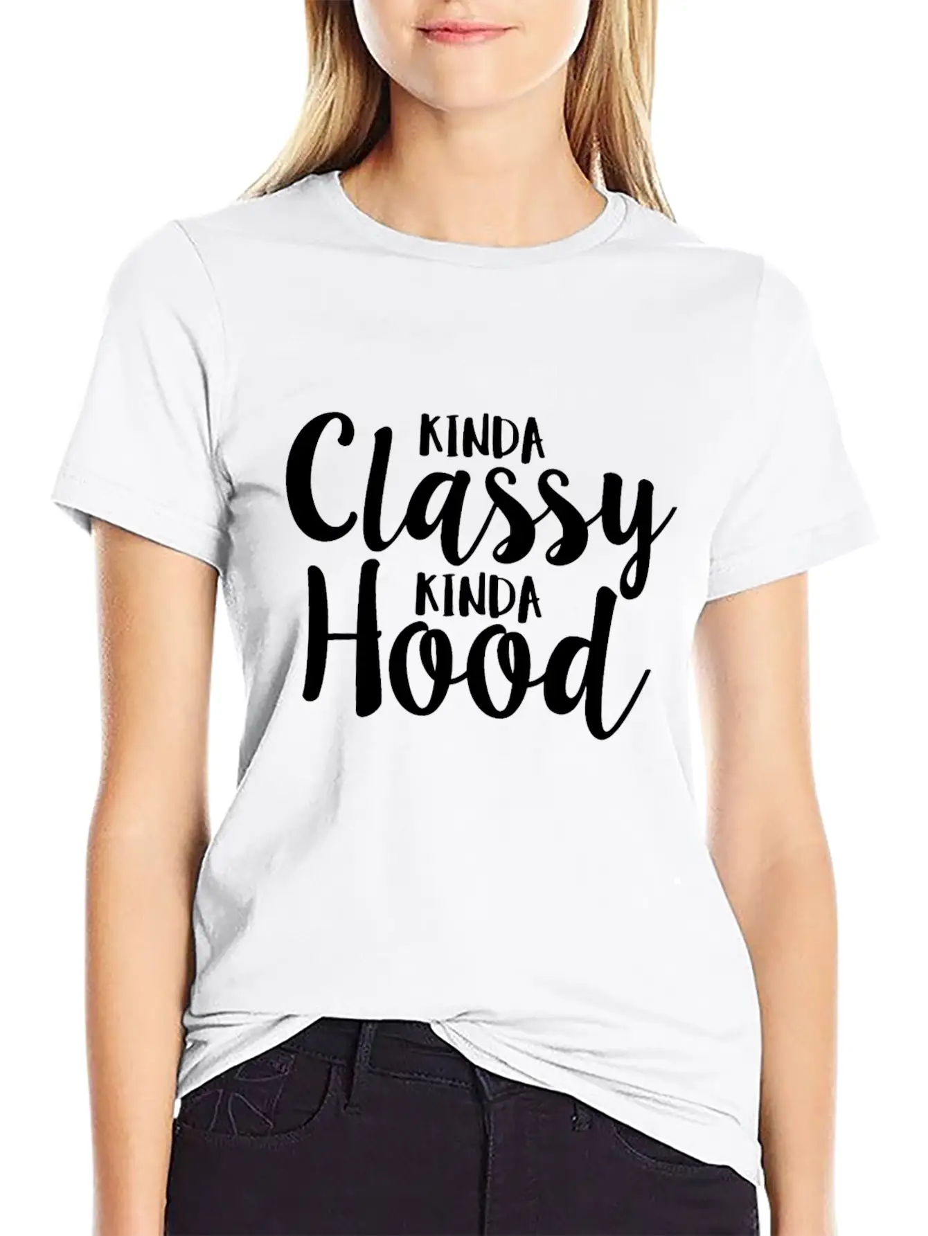 Kinda Classy Kinda Hood Coworker Sarcastic Breathable Graphic T-Shirt – Perfect For Casual Days