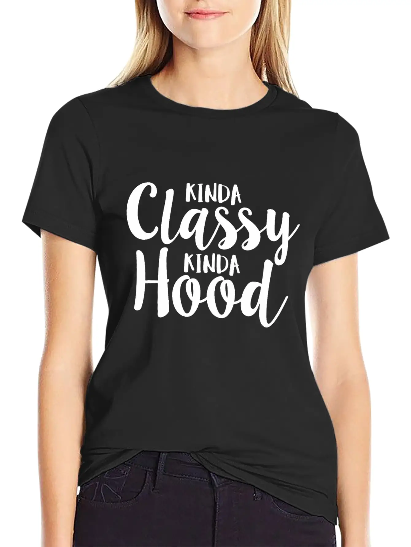 Kinda Classy Kinda Hood Coworker Sarcastic Breathable Graphic T-Shirt – Perfect For Casual Days