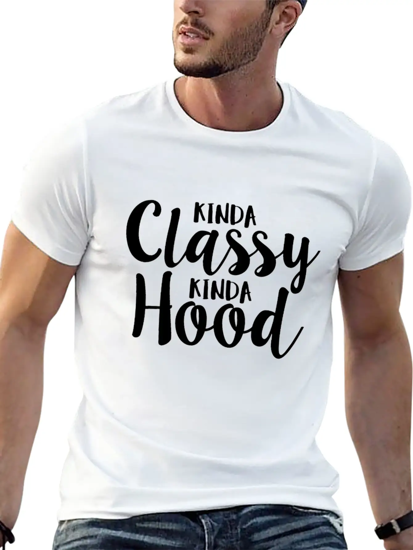 Kinda Classy Kinda Hood Coworker Sarcastic Breathable Graphic T-Shirt – Perfect For Casual Days