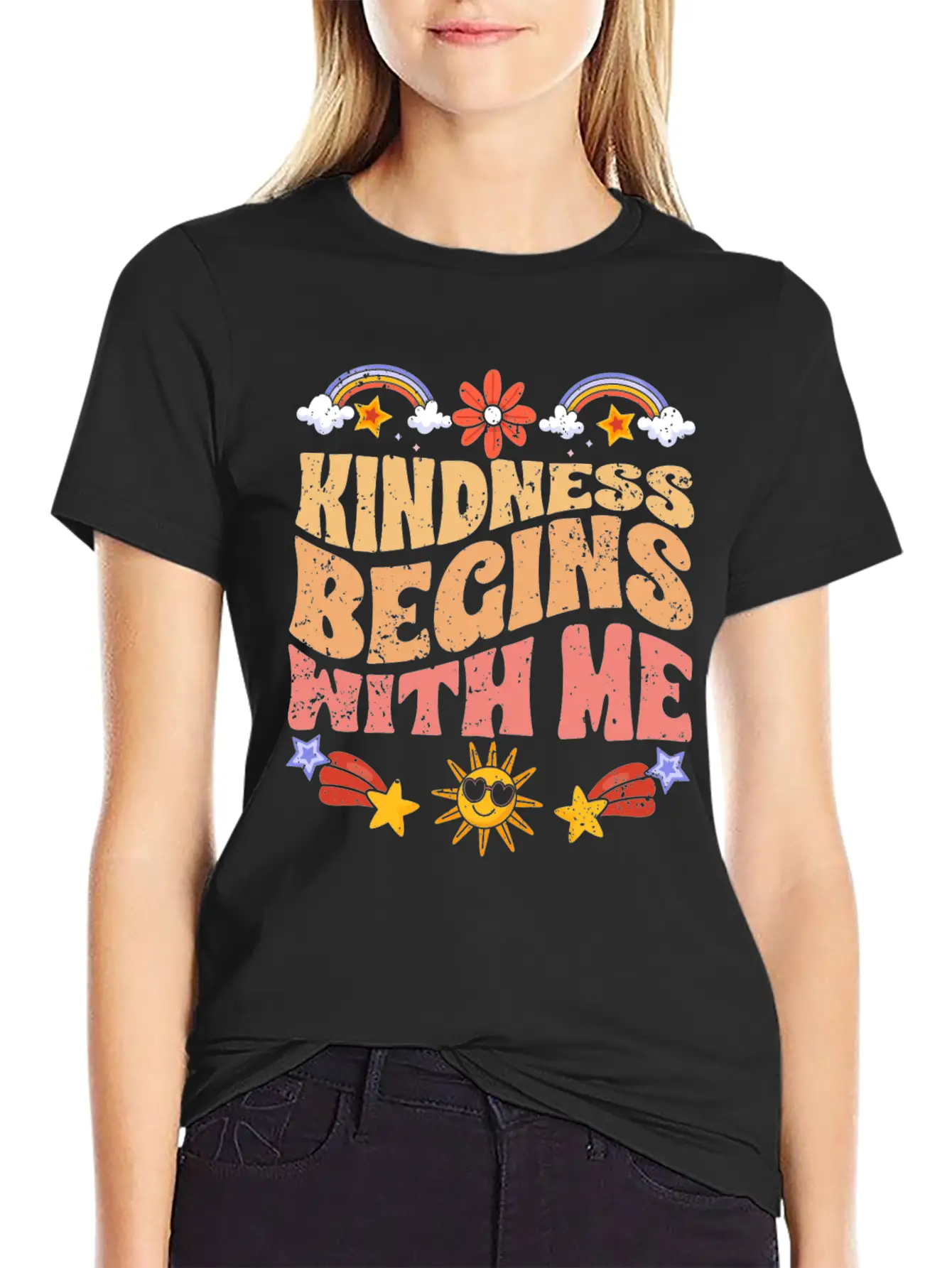 Kindness Begins With Me Motivational Autism Breathable Soft Cotton T-Shirt – Timeless Casual Look