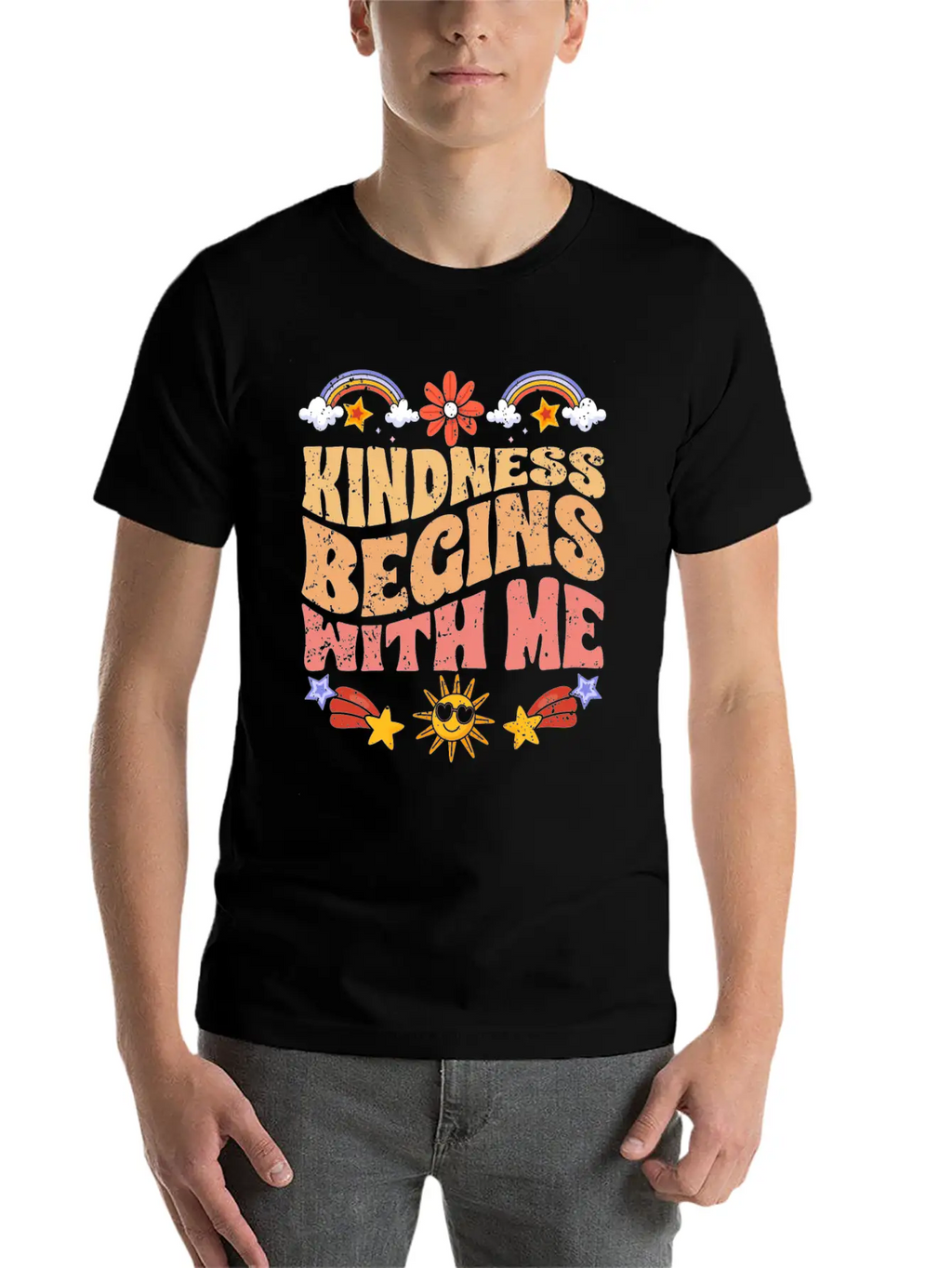 Kindness Begins With Me Motivational Autism Breathable Soft Cotton T-Shirt – Timeless Casual Look
