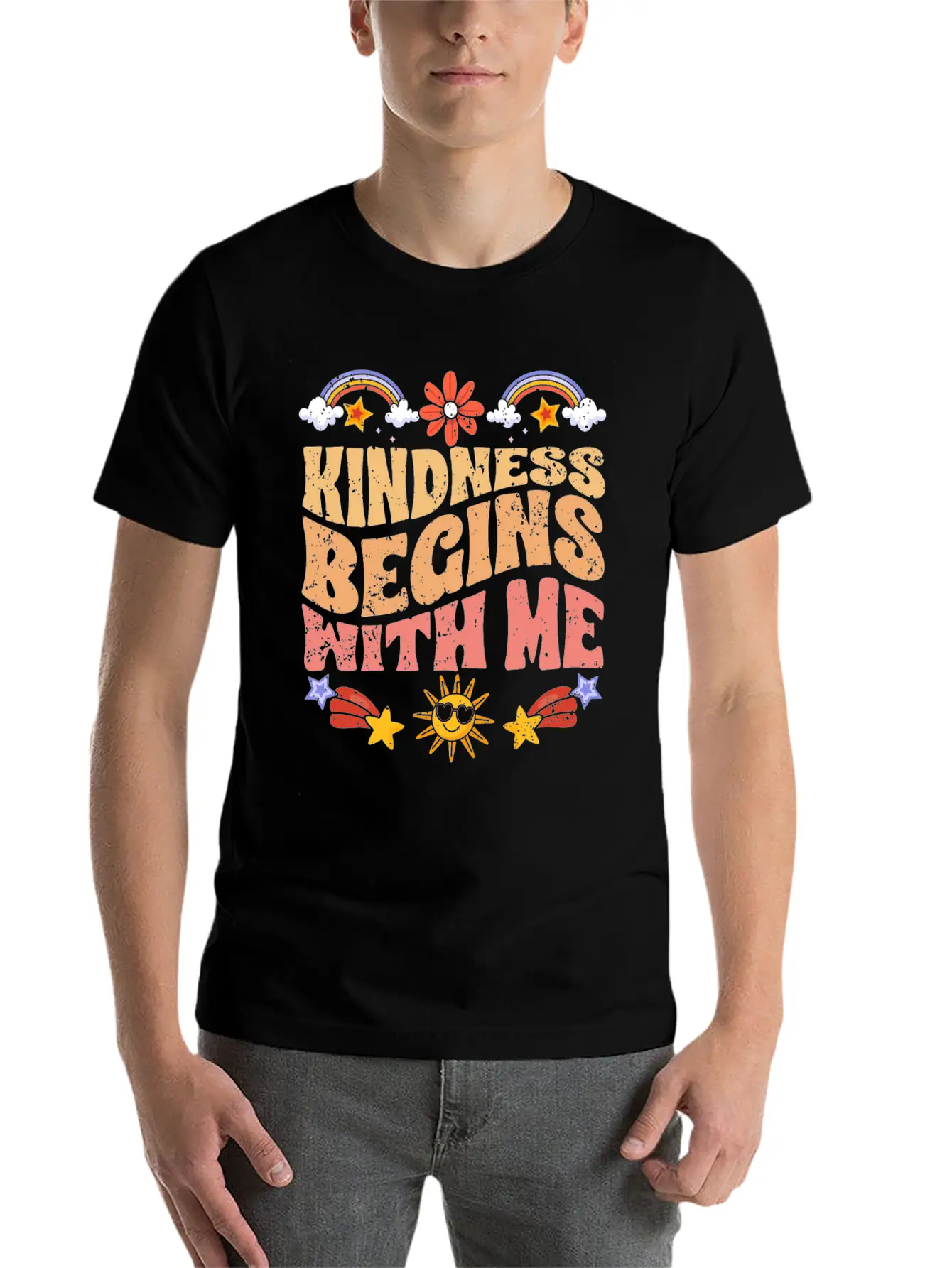 Kindness Begins With Me Motivational Autism Breathable Soft Cotton T-Shirt – Timeless Casual Look
