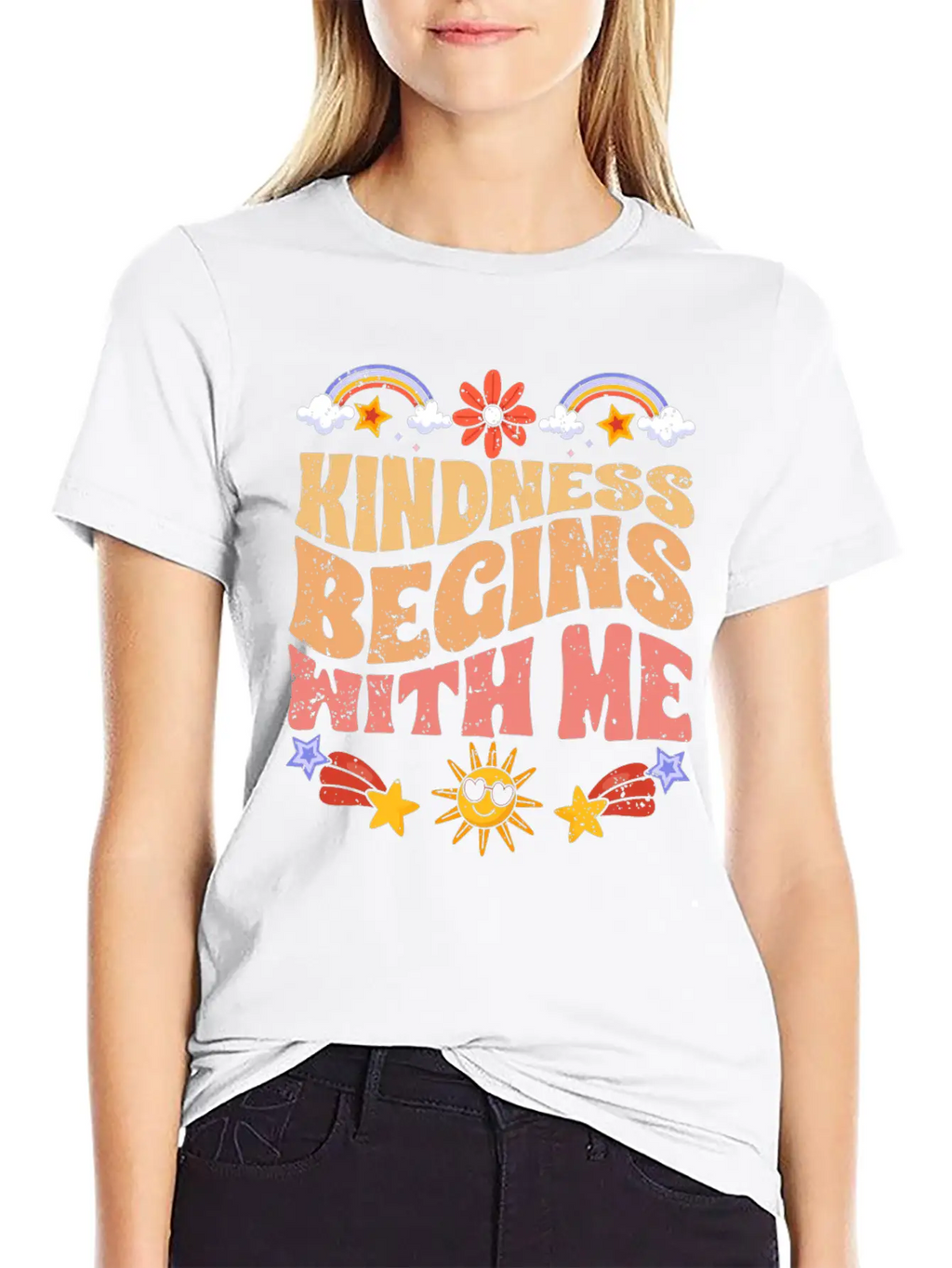 Kindness Begins With Me Motivational Autism Breathable Soft Cotton T-Shirt – Timeless Casual Look