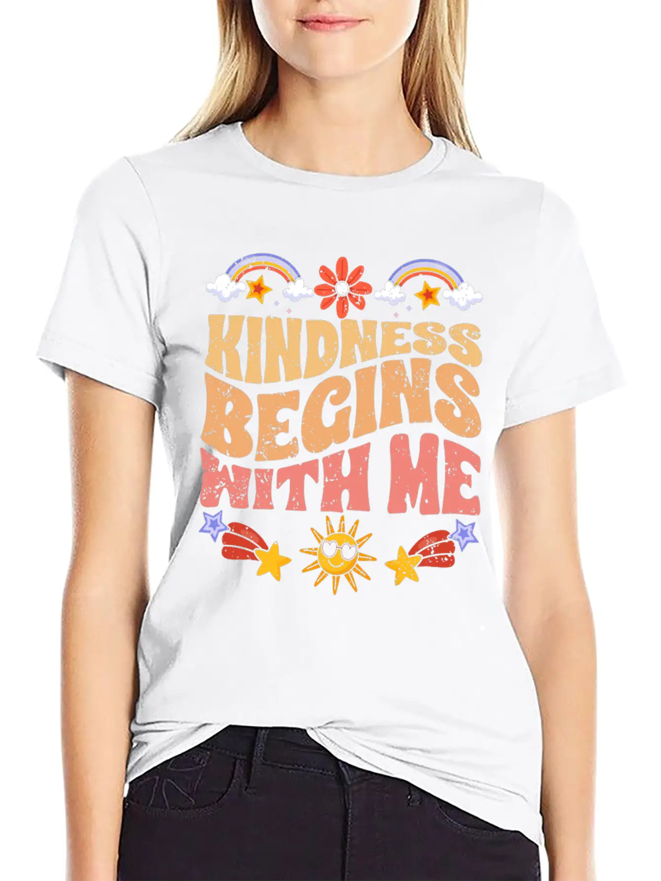 Kindness Begins With Me Motivational Autism Breathable Soft Cotton T-Shirt – Timeless Casual Look