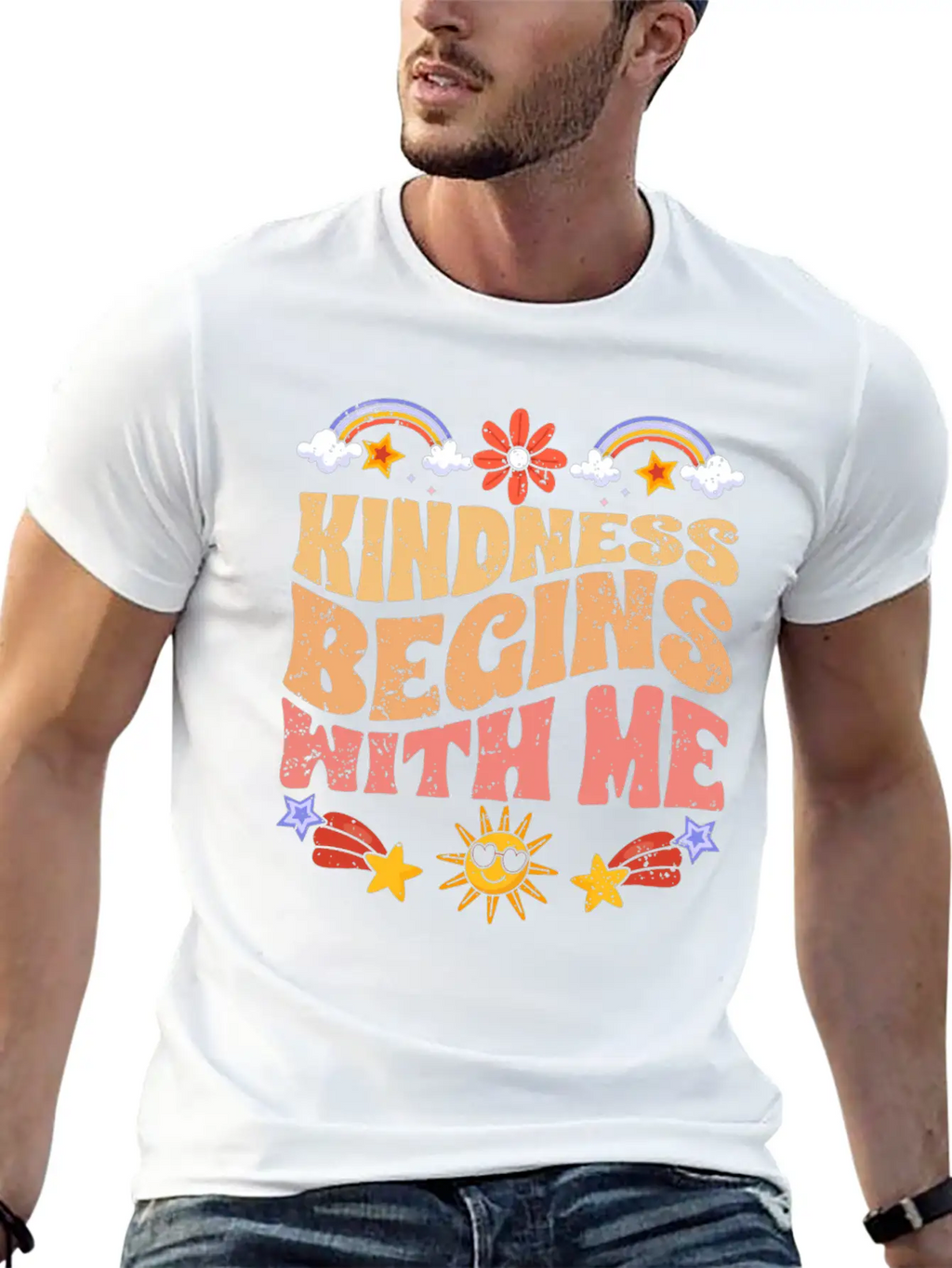 Kindness Begins With Me Motivational Autism Breathable Soft Cotton T-Shirt – Timeless Casual Look