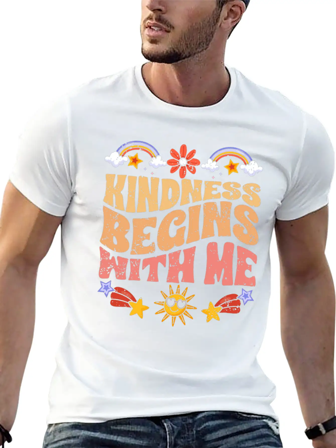 Kindness Begins With Me Motivational Autism Breathable Soft Cotton T-Shirt – Timeless Casual Look