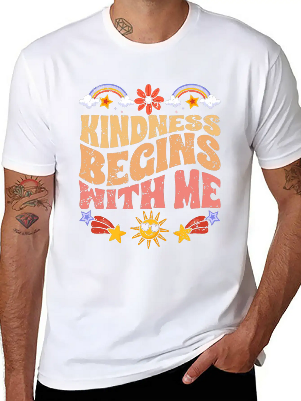 Kindness Begins With Me Motivational Autism Breathable Soft Cotton T-Shirt – Timeless Casual Look