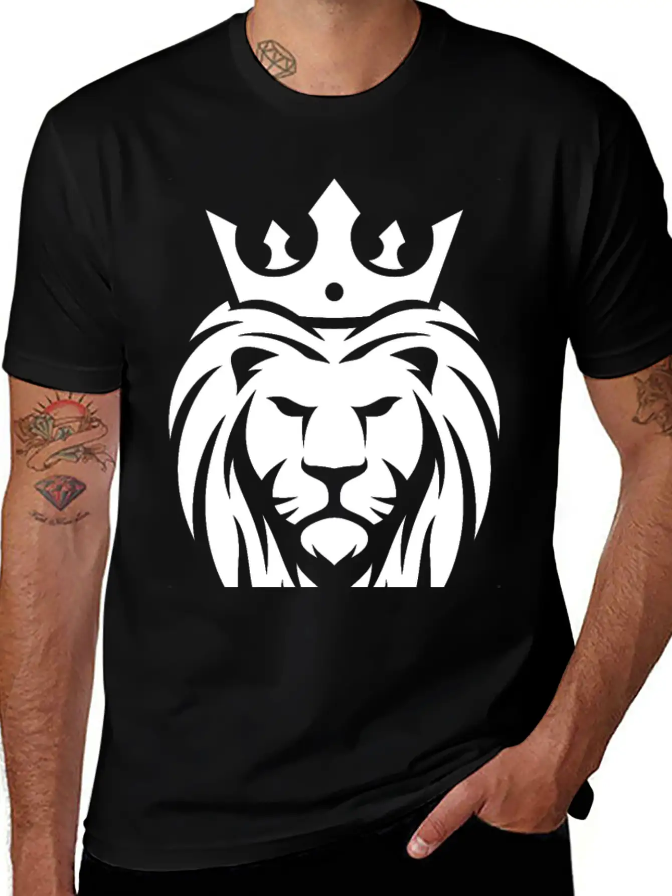King Lion Royal, Regal, Kingly, Crown, Royalty Stylish Everyday T-Shirt – Unisex Basic Cotton Tee