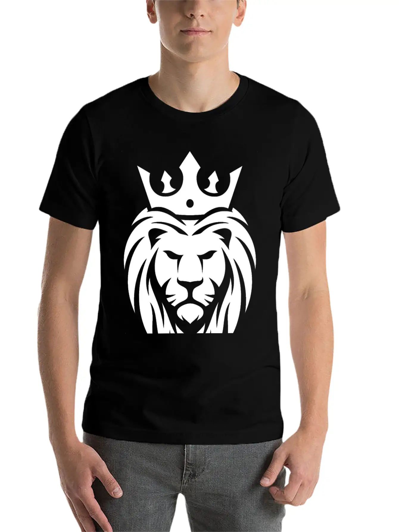 King Lion Royal, Regal, Kingly, Crown, Royalty Stylish Everyday T-Shirt – Unisex Basic Cotton Tee
