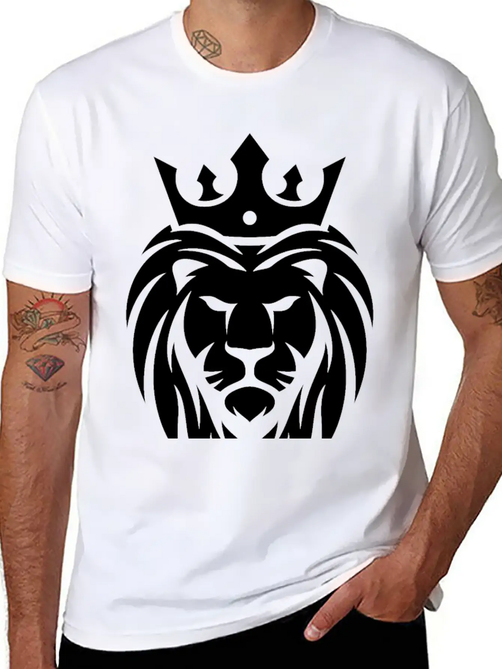 King Lion Royal, Regal, Kingly, Crown, Royalty Stylish Everyday T-Shirt – Unisex Basic Cotton Tee