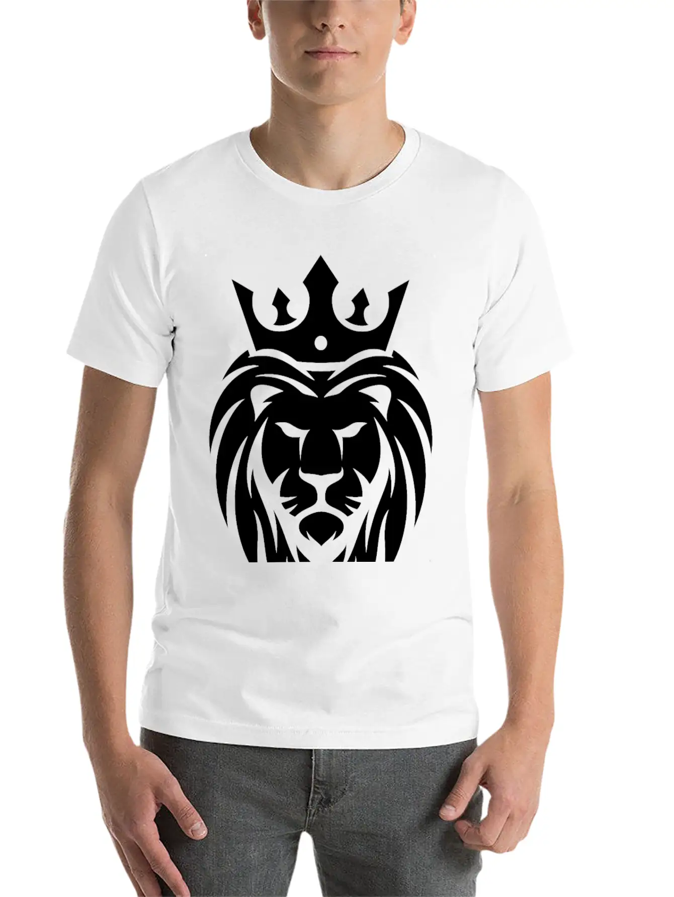 King Lion Royal, Regal, Kingly, Crown, Royalty Stylish Everyday T-Shirt – Unisex Basic Cotton Tee
