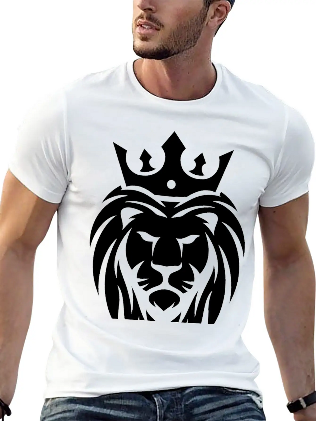 King Lion Royal, Regal, Kingly, Crown, Royalty Stylish Everyday T-Shirt – Unisex Basic Cotton Tee