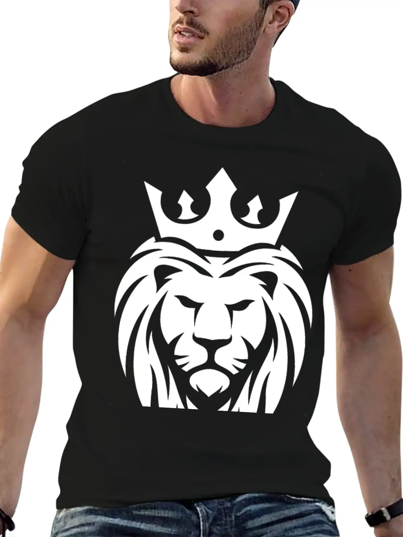 King Lion Royal, Regal, Kingly, Crown, Royalty Stylish Everyday T-Shirt – Unisex Basic Cotton Tee