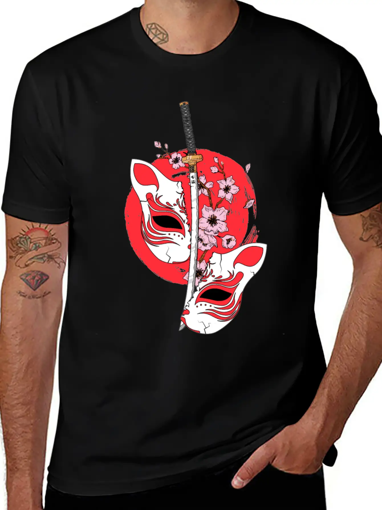 Kitsune Mask Japanese Sword Katana Japanese Classic Cotton Tee – Unisex Comfort For Any Season