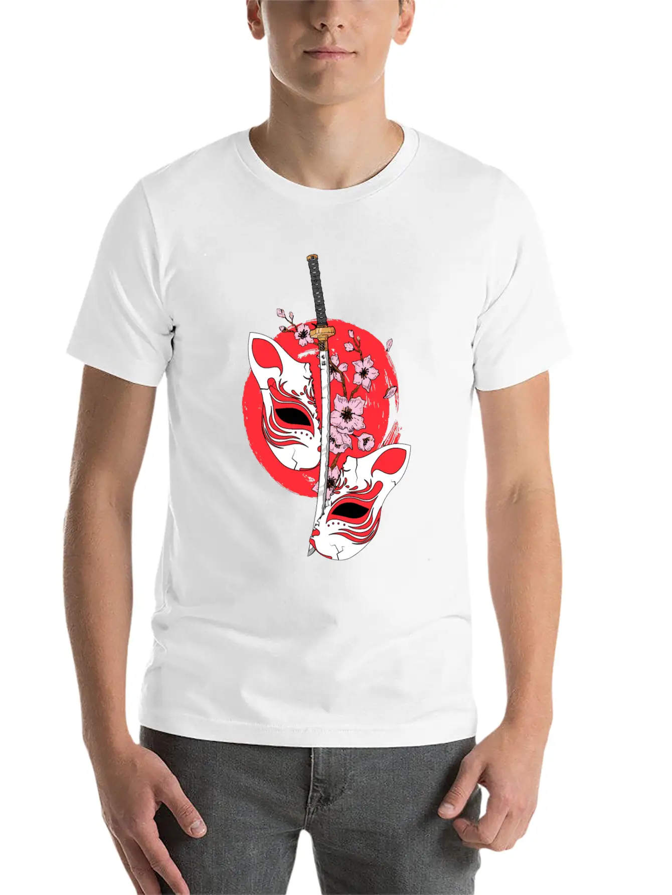 Kitsune Mask Japanese Sword Katana Japanese Classic Cotton Tee – Unisex Comfort For Any Season