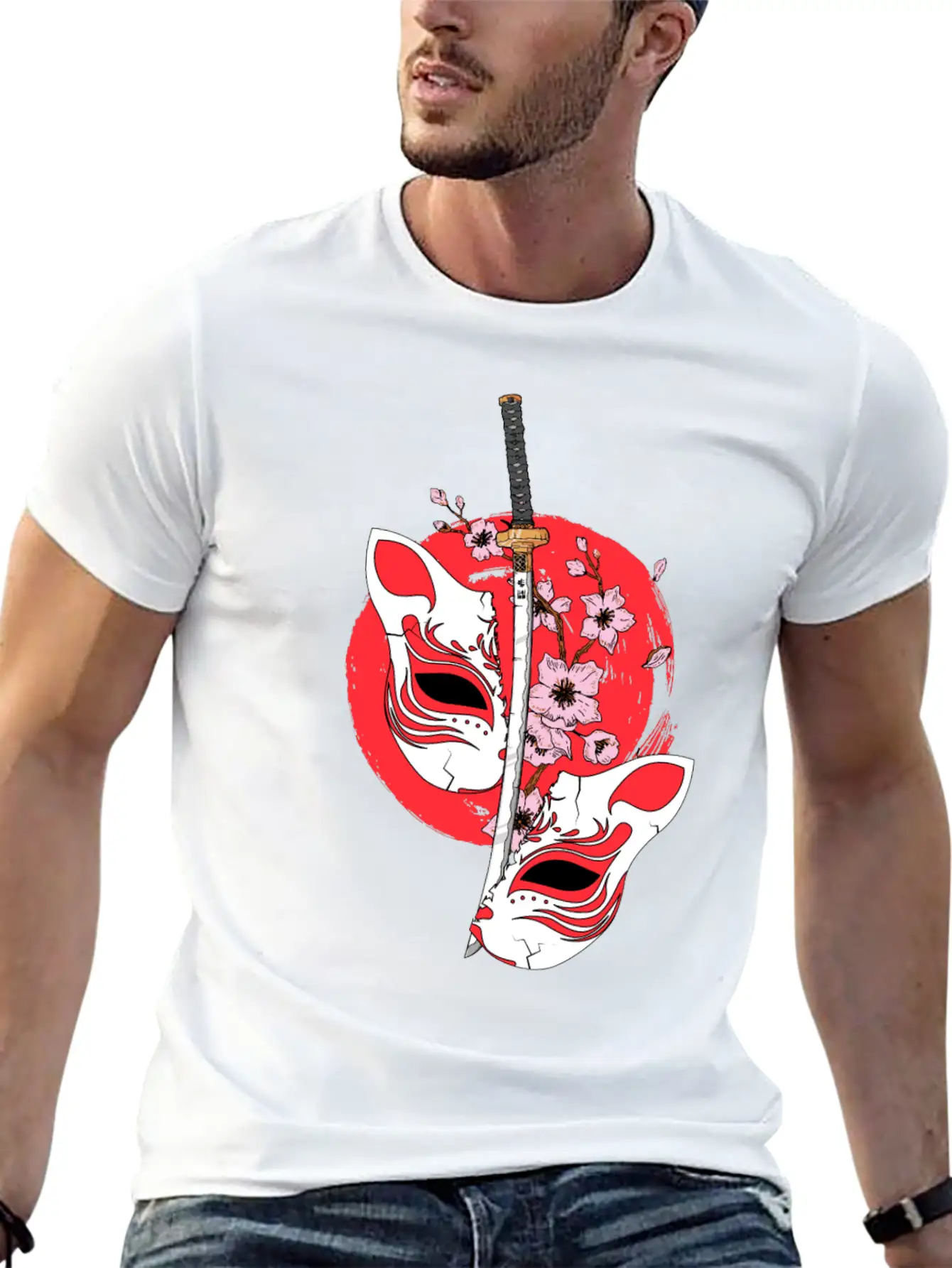 Kitsune Mask Japanese Sword Katana Japanese Classic Cotton Tee – Unisex Comfort For Any Season