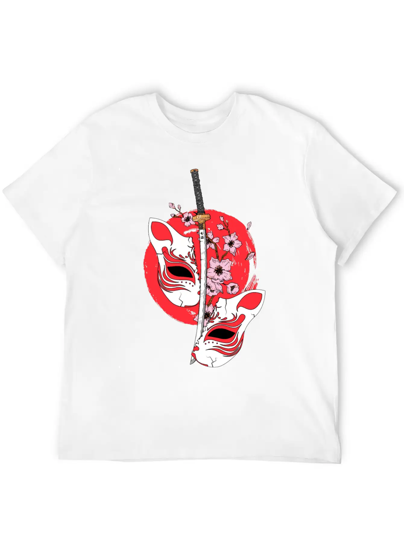 Kitsune Mask Japanese Sword Katana Japanese Classic Cotton Tee – Unisex Comfort For Any Season