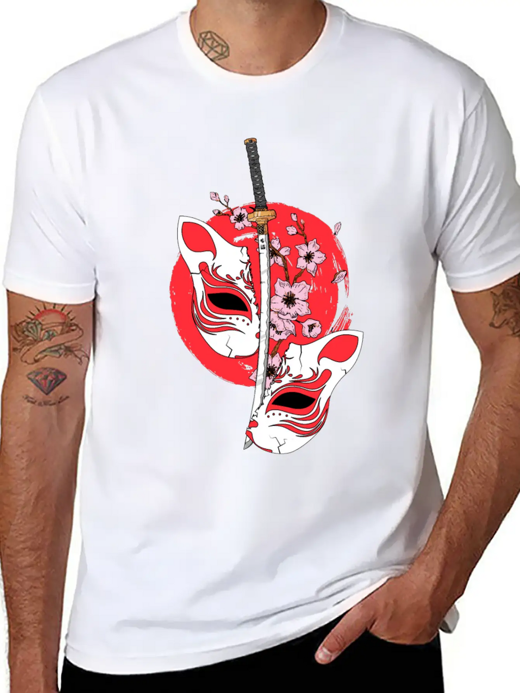 Kitsune Mask Japanese Sword Katana Japanese Classic Cotton Tee – Unisex Comfort For Any Season