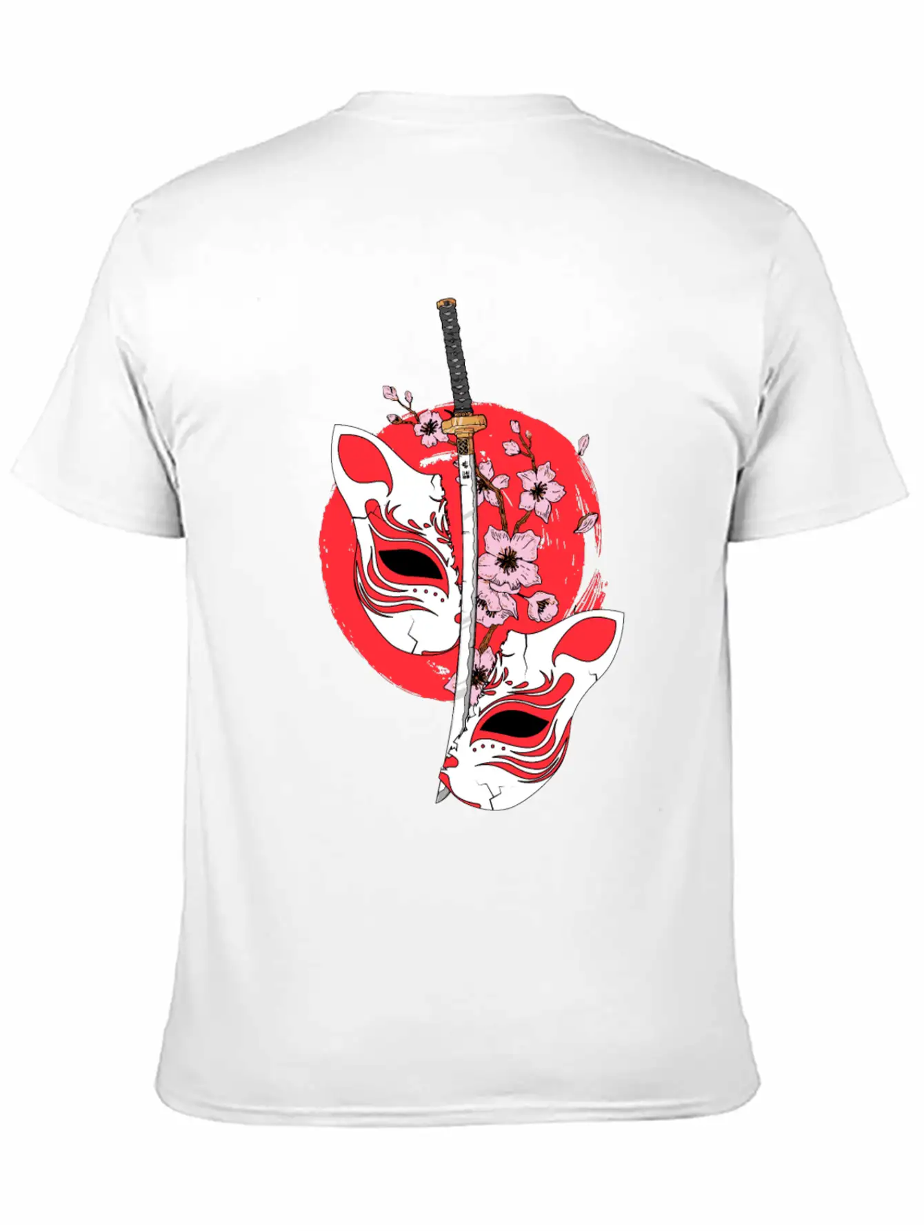 Kitsune Mask Japanese Sword Katana Japanese Classic Cotton Tee – Unisex Comfort For Any Season