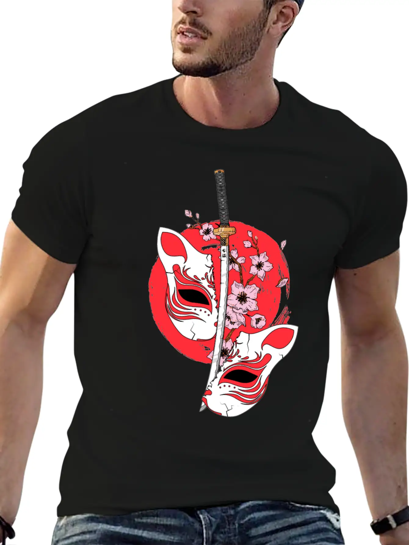 Kitsune Mask Japanese Sword Katana Japanese Classic Cotton Tee – Unisex Comfort For Any Season