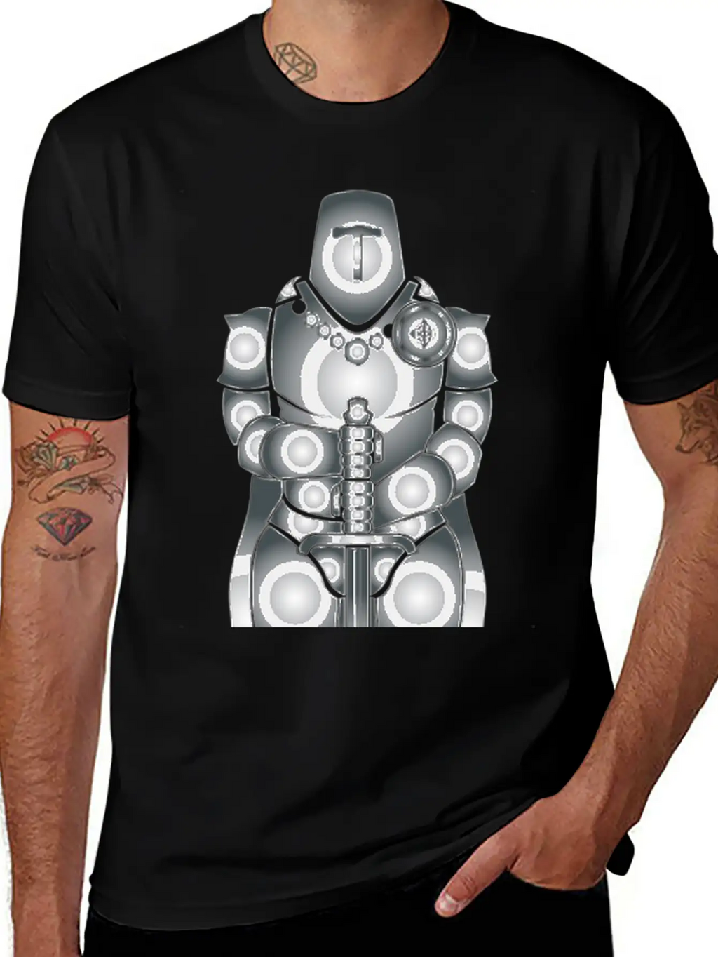 Knight Ritter Sword Schwert Armor176 Stylish Everyday T-Shirt – Unisex Basic Cotton Tee