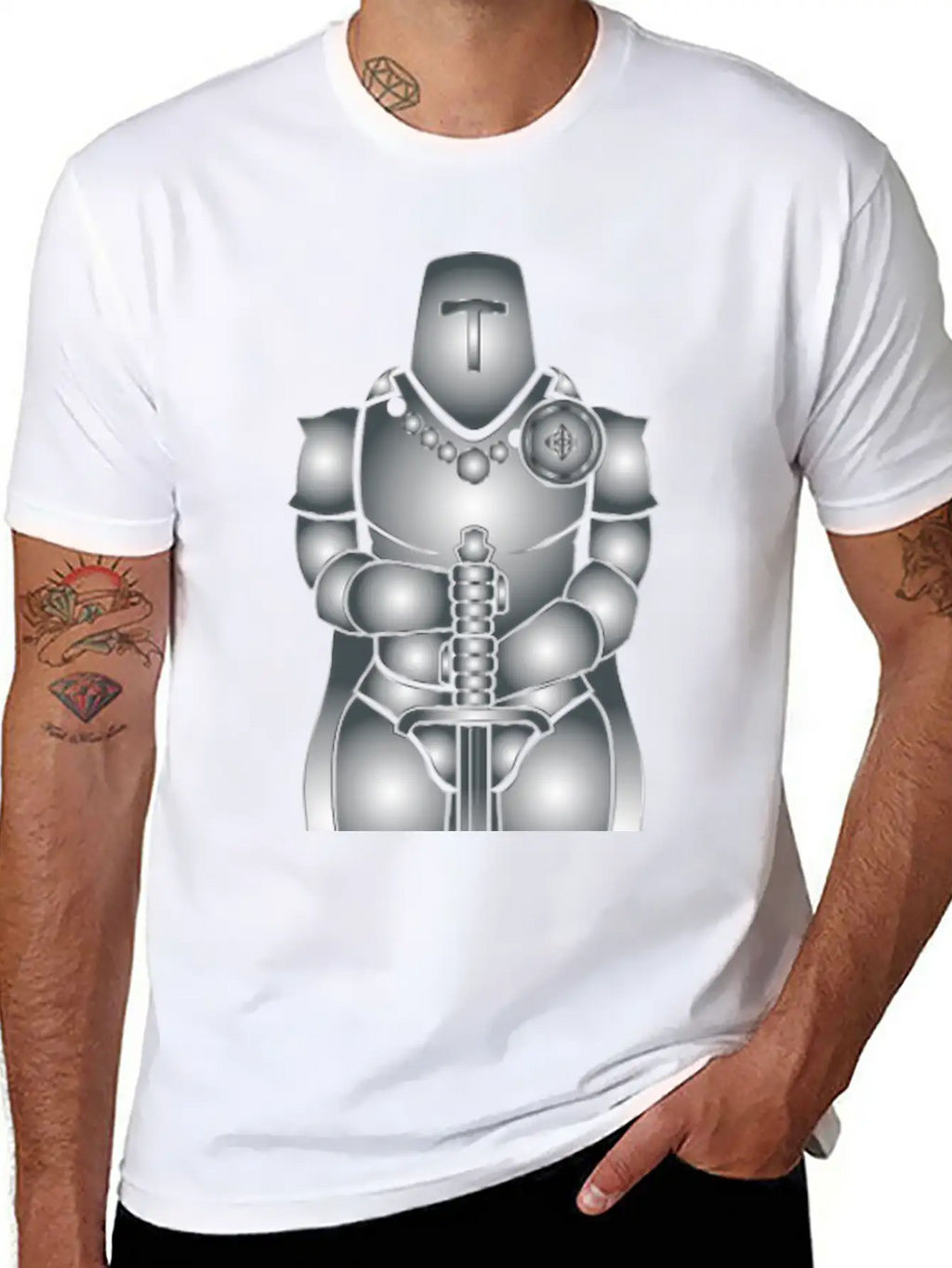 Knight Ritter Sword Schwert Armor176 Stylish Everyday T-Shirt – Unisex Basic Cotton Tee
