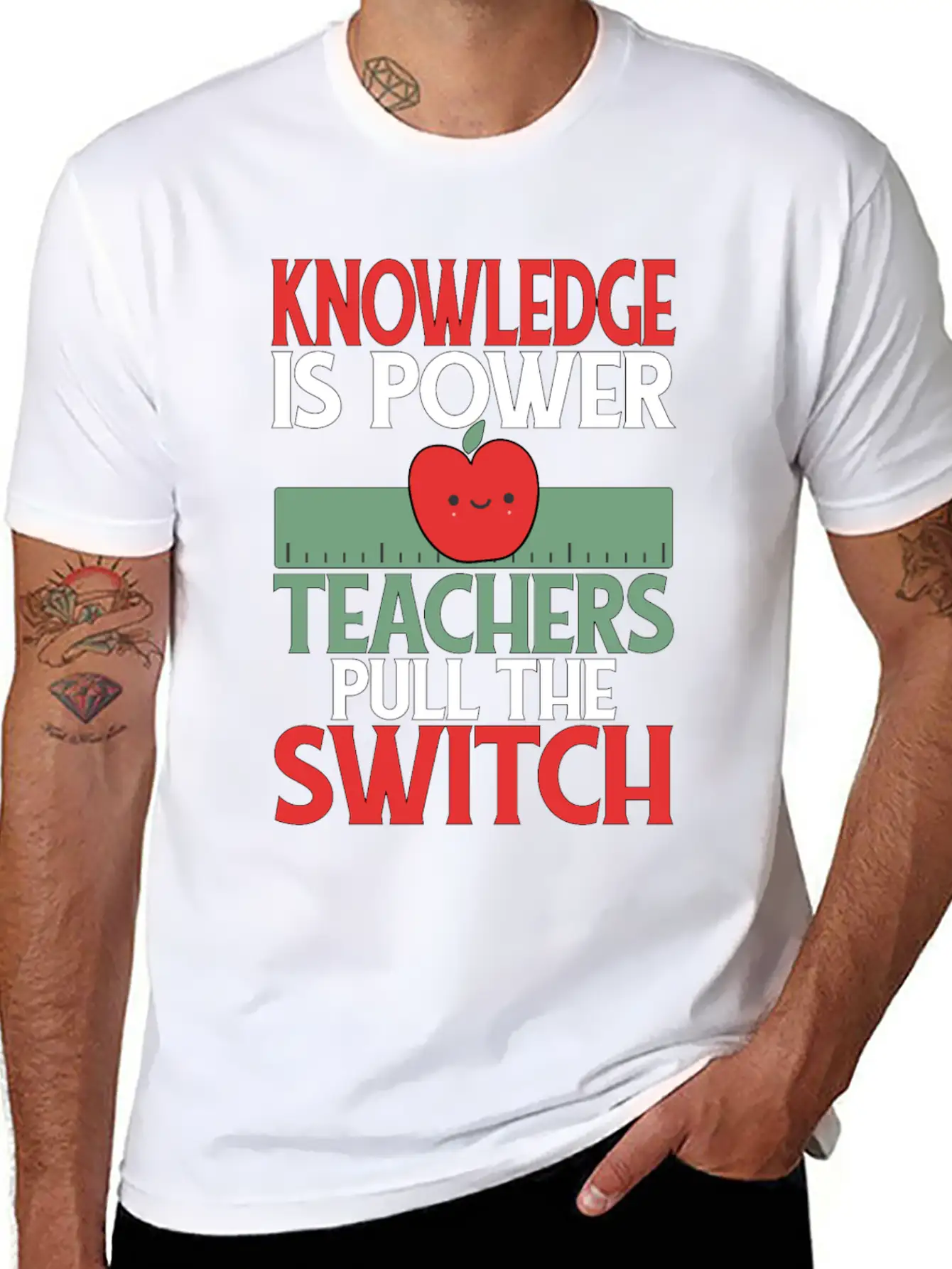 Knowledge Is Power. Teachers Pull The Switch Classic Cotton Tee – Unisex Comfort For Any Season