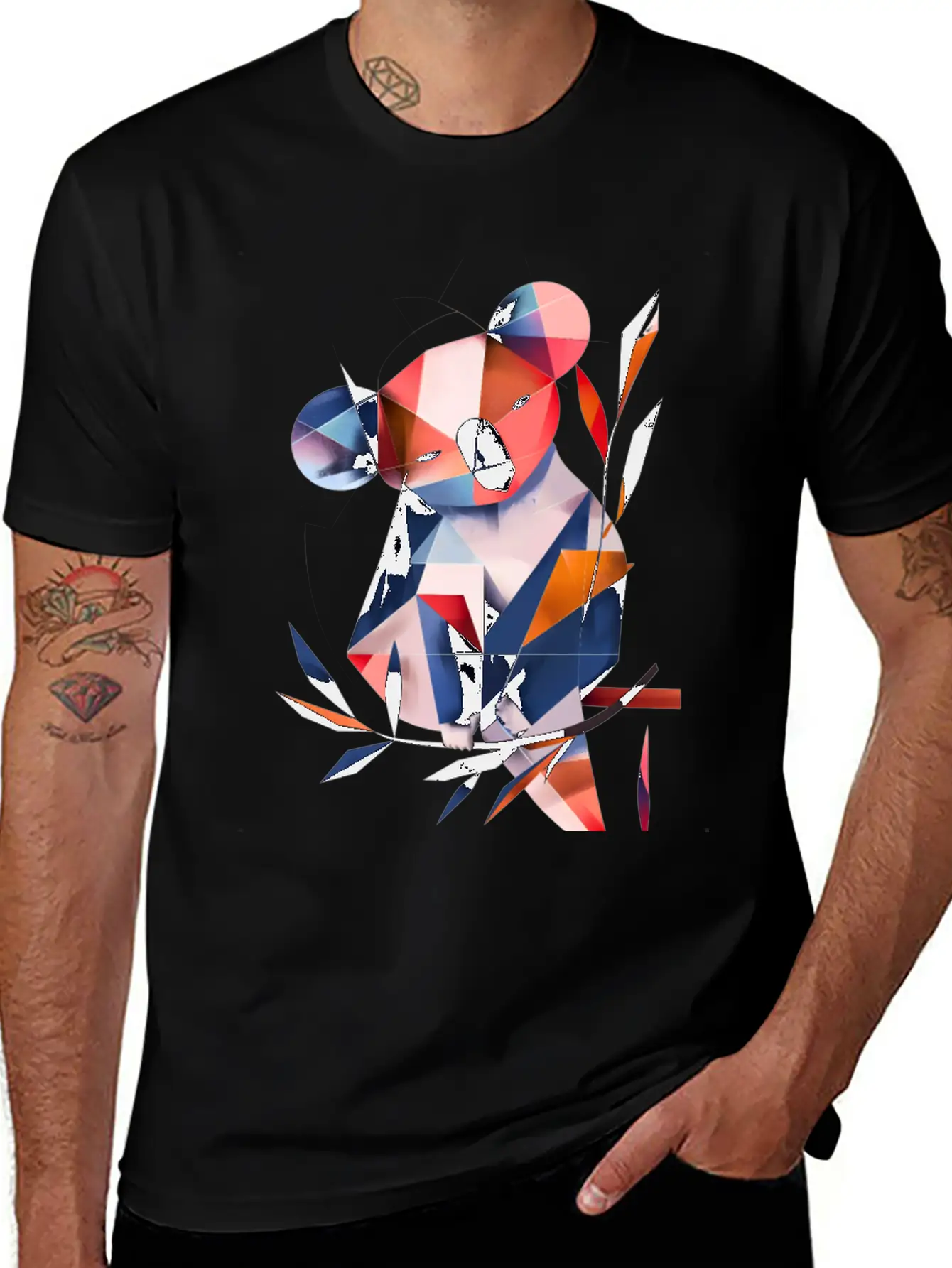 Koala In Cubist Harmony: A Moisky Art Masterpiece Timeless Short Sleeve Tee – Comfy And Minimalist Design