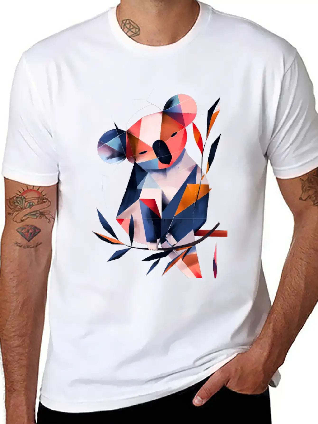 Koala In Cubist Harmony: A Moisky Art Masterpiece Timeless Short Sleeve Tee – Comfy And Minimalist Design