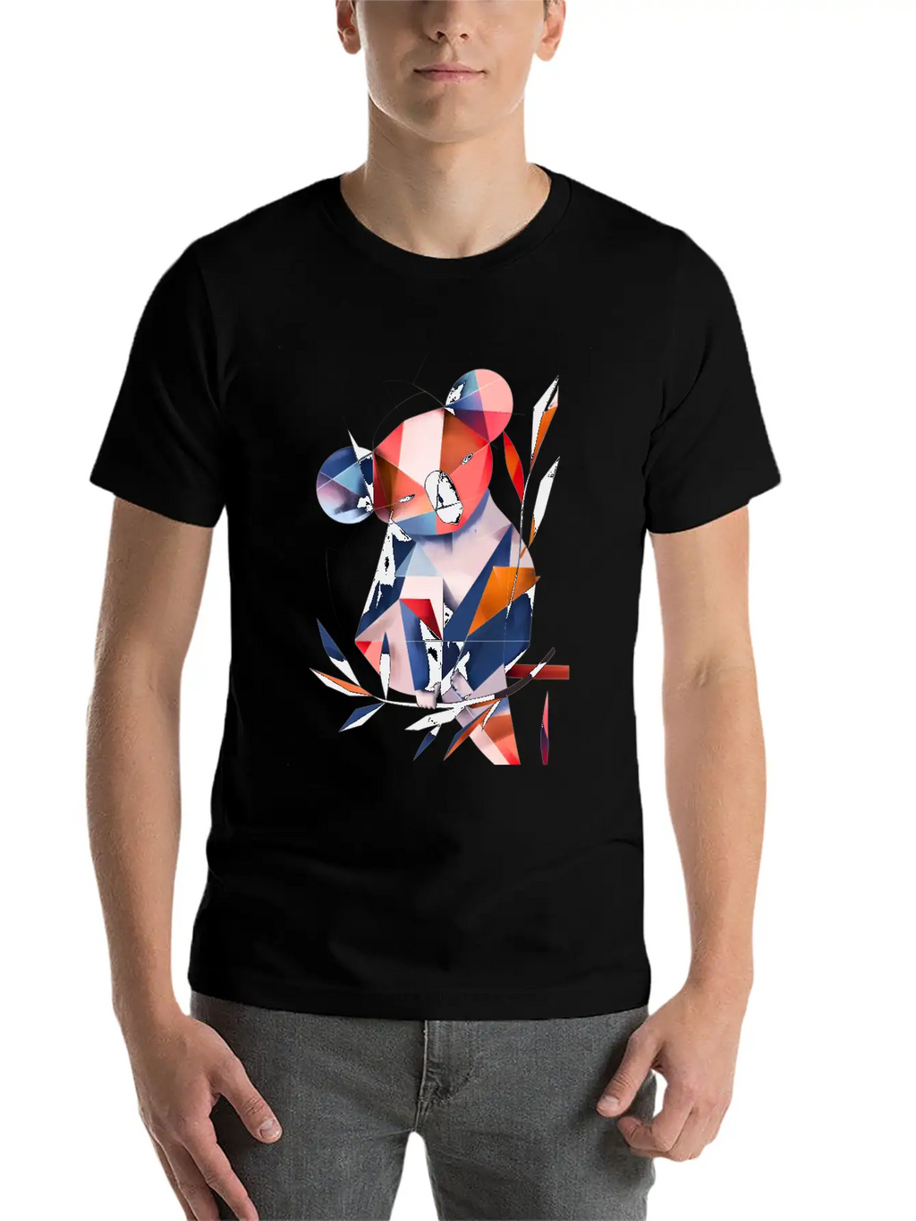 Koala In Cubist Harmony: A Moisky Art Masterpiece Timeless Short Sleeve Tee – Comfy And Minimalist Design