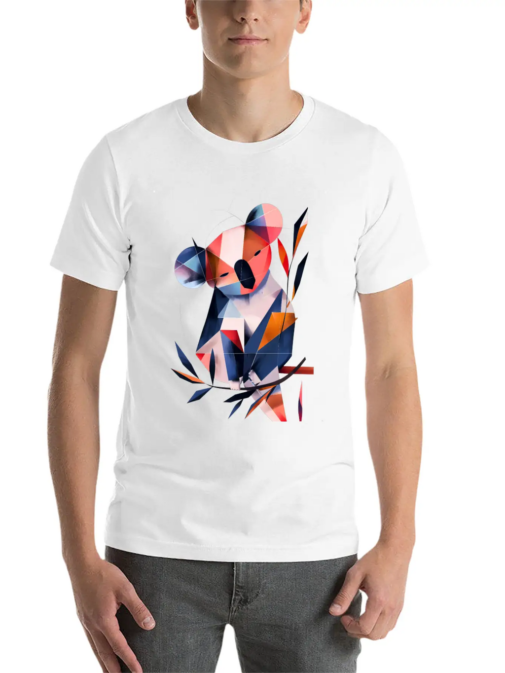 Koala In Cubist Harmony: A Moisky Art Masterpiece Timeless Short Sleeve Tee – Comfy And Minimalist Design