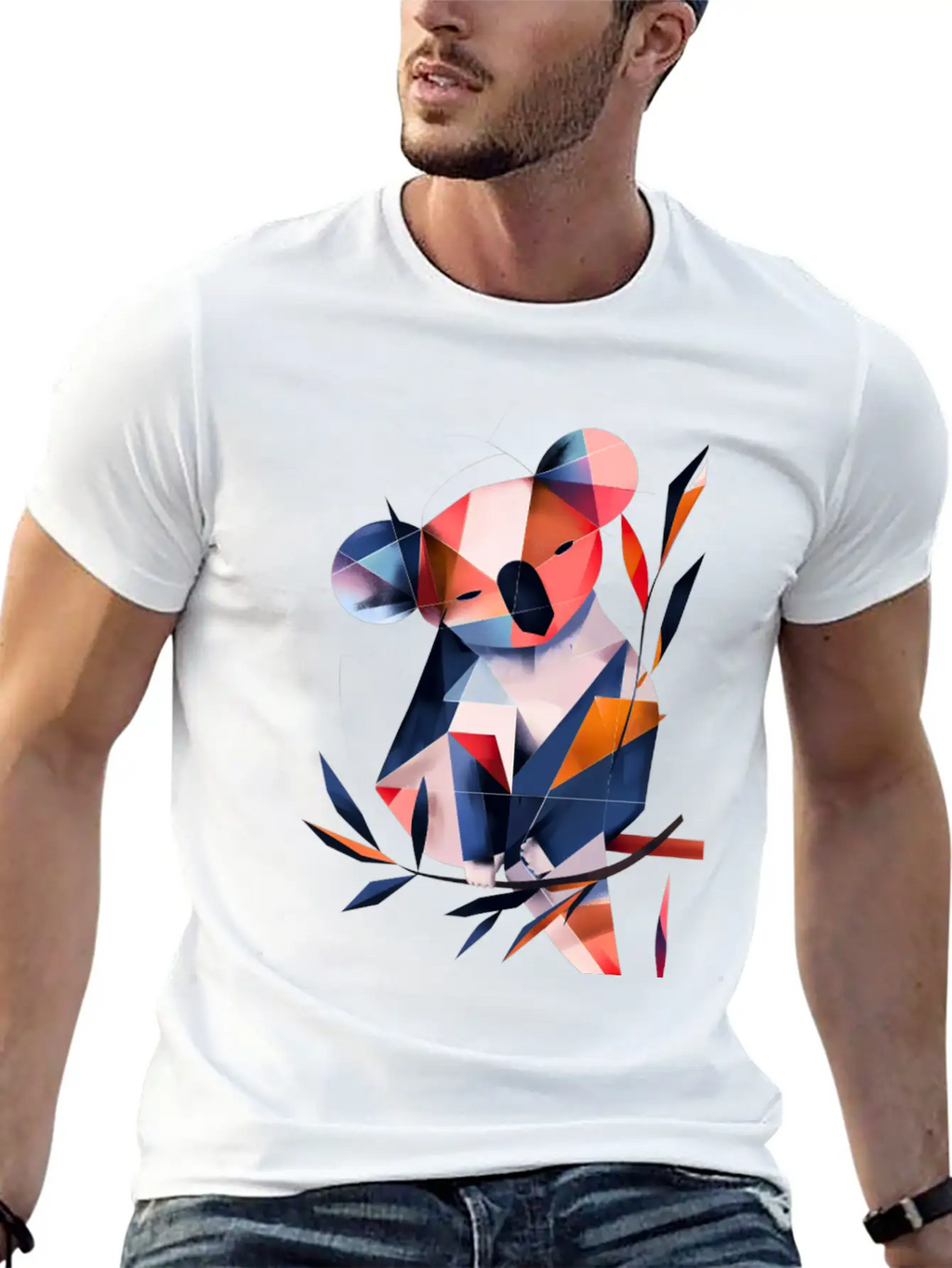 Koala In Cubist Harmony: A Moisky Art Masterpiece Timeless Short Sleeve Tee – Comfy And Minimalist Design