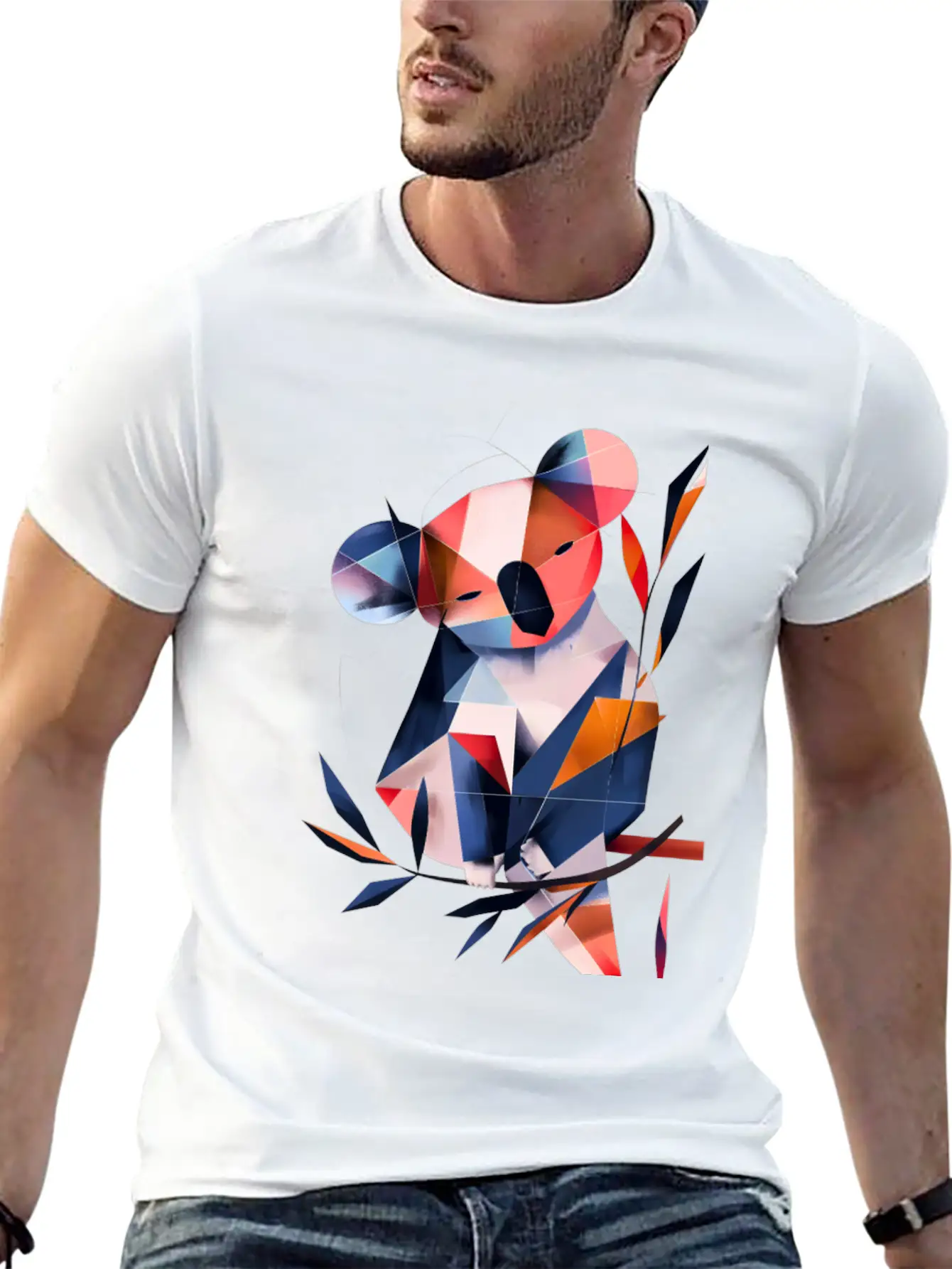 Koala In Cubist Harmony: A Moisky Art Masterpiece Timeless Short Sleeve Tee – Comfy And Minimalist Design