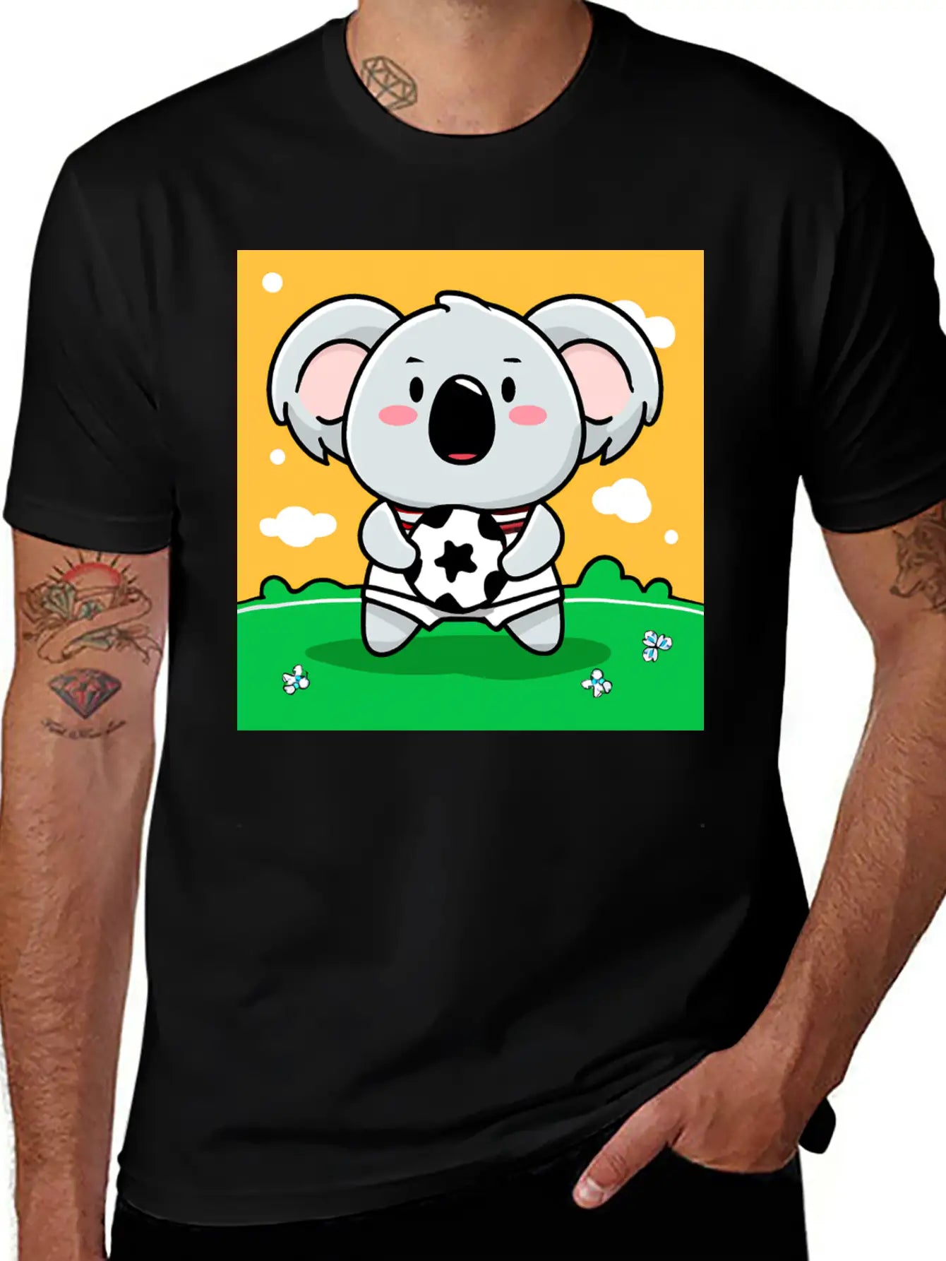 Koala With Soccer Ball In Kawaii Style For Kids Timeless Short Sleeve Tee – Comfy And Minimalist Design