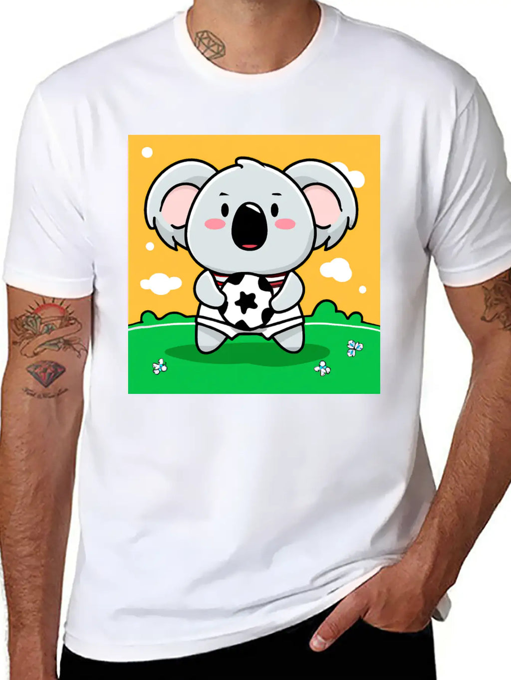 Koala With Soccer Ball In Kawaii Style For Kids Timeless Short Sleeve Tee – Comfy And Minimalist Design