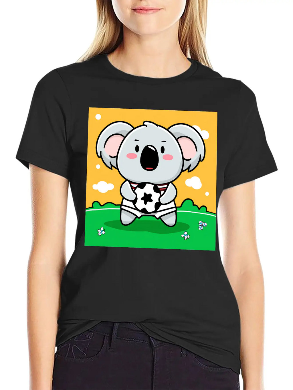 Koala With Soccer Ball In Kawaii Style For Kids Timeless Short Sleeve Tee – Comfy And Minimalist Design