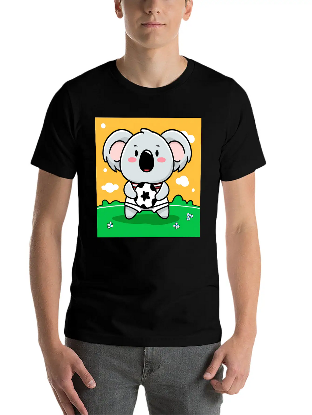 Koala With Soccer Ball In Kawaii Style For Kids Timeless Short Sleeve Tee – Comfy And Minimalist Design