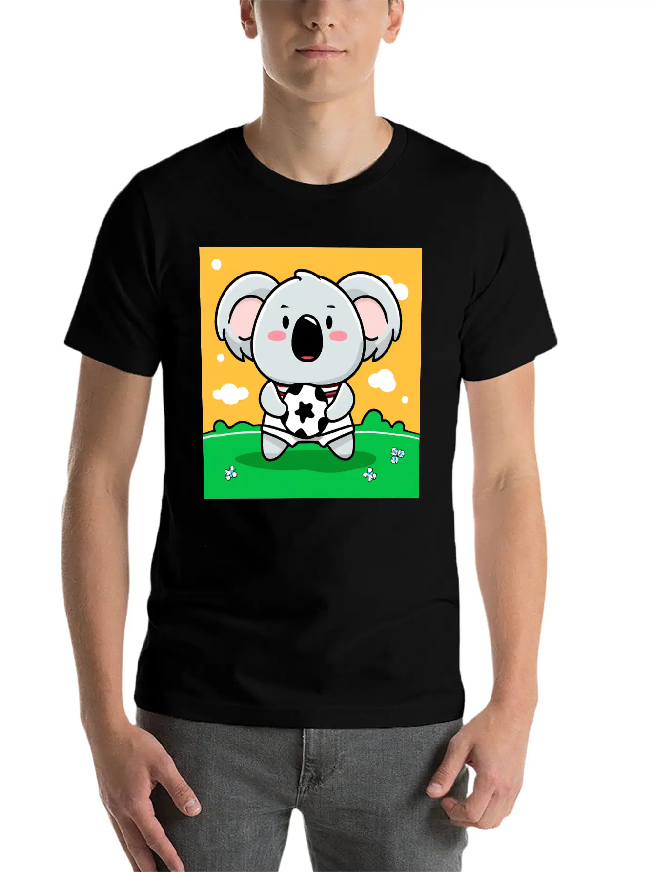 Koala With Soccer Ball In Kawaii Style For Kids Timeless Short Sleeve Tee – Comfy And Minimalist Design