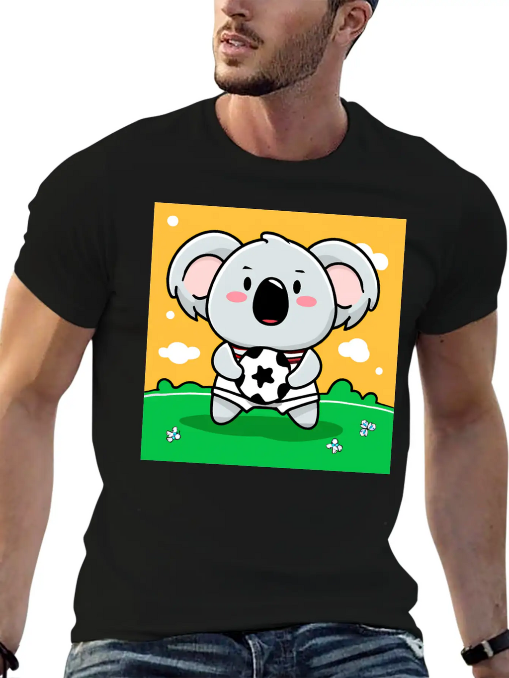 Koala With Soccer Ball In Kawaii Style For Kids Timeless Short Sleeve Tee – Comfy And Minimalist Design