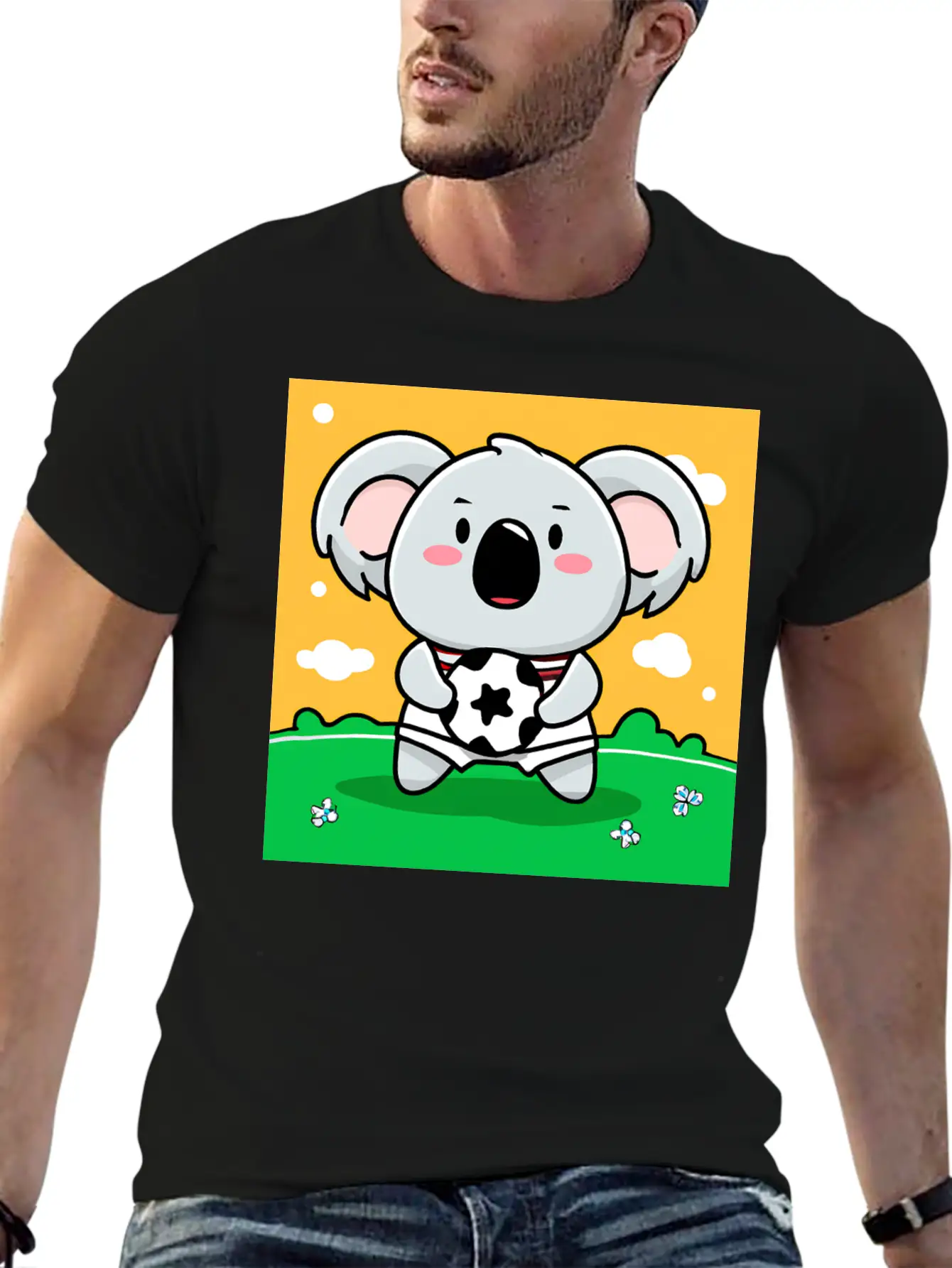 Koala With Soccer Ball In Kawaii Style For Kids Timeless Short Sleeve Tee – Comfy And Minimalist Design