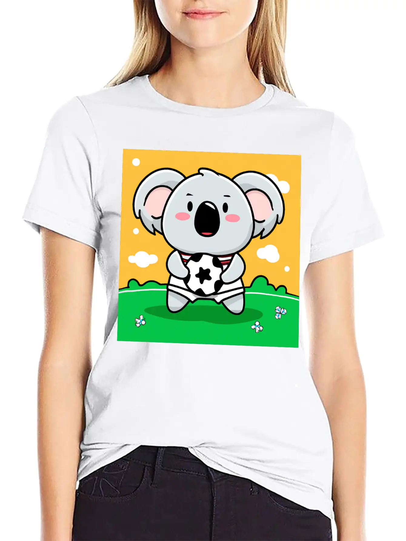 Koala With Soccer Ball In Kawaii Style For Kids Timeless Short Sleeve Tee – Comfy And Minimalist Design