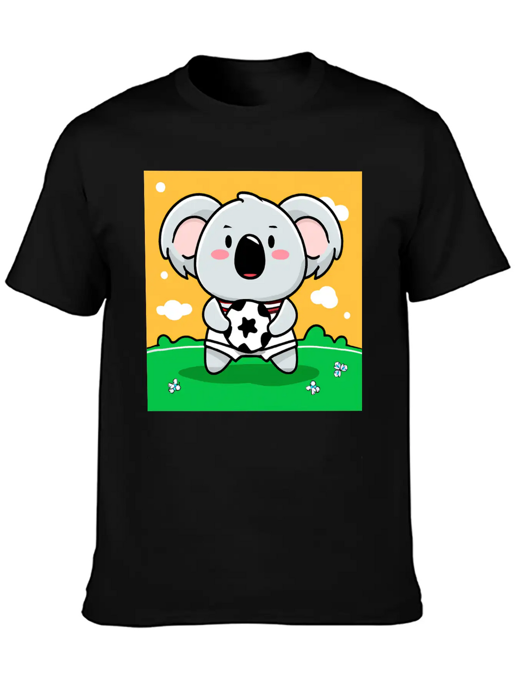 Koala With Soccer Ball In Kawaii Style For Kids Timeless Short Sleeve Tee – Comfy And Minimalist Design