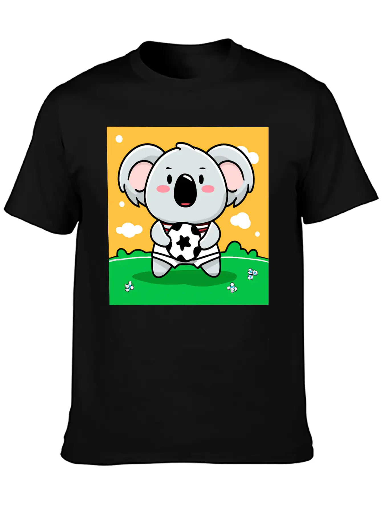 Koala With Soccer Ball In Kawaii Style For Kids Timeless Short Sleeve Tee – Comfy And Minimalist Design