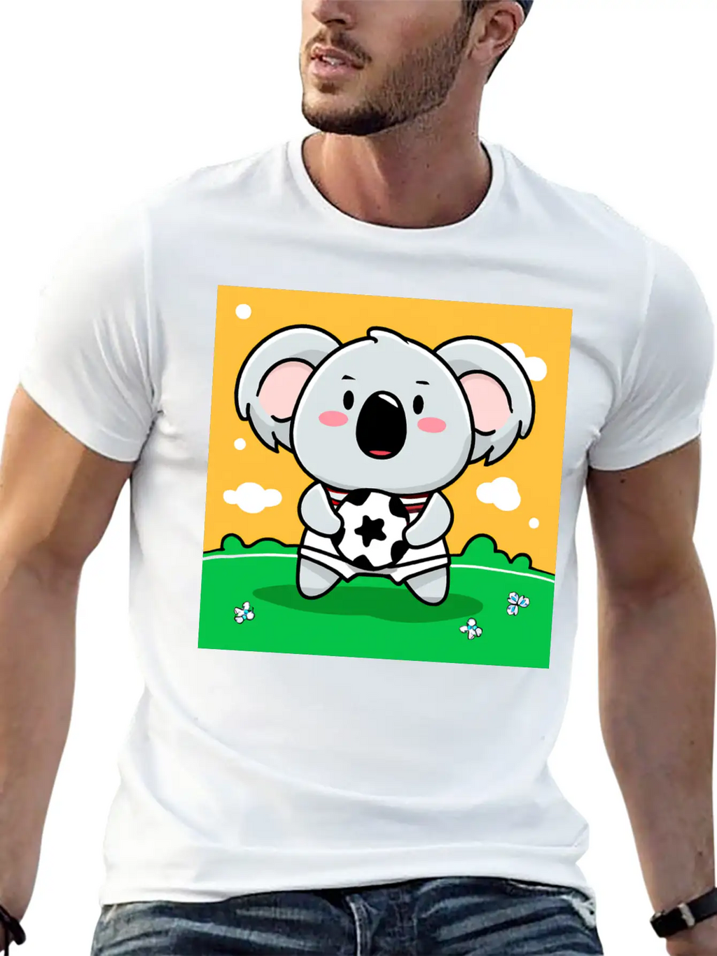 Koala With Soccer Ball In Kawaii Style For Kids Timeless Short Sleeve Tee – Comfy And Minimalist Design